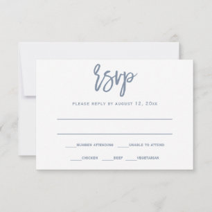RSVP Postkarte   Pinsel-Kalligrafie - Staubblau