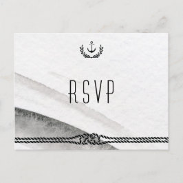 RSVP-Postkarten für Nautic Wedding graue und weiße Einladungspostkarte
