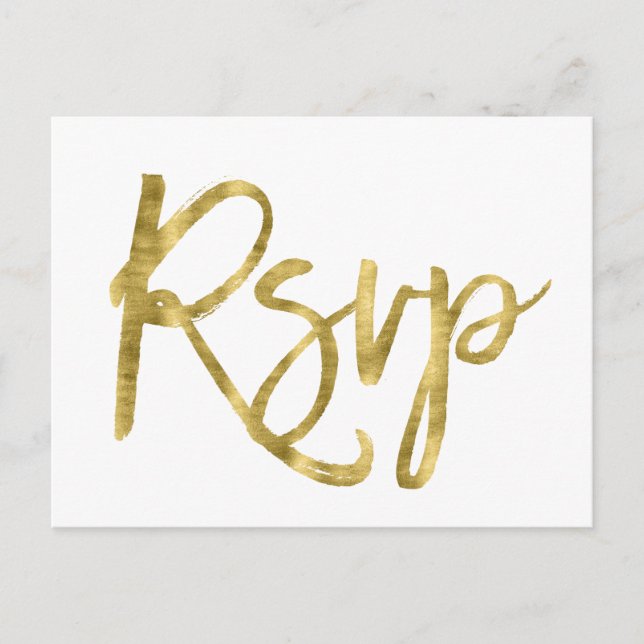 RSVP-Postkarten für weiße und goldene Hochzeiten Einladungspostkarte (Vorderseite)