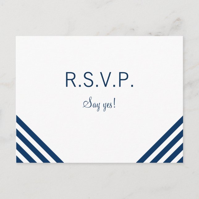 RSVP-Postkartenvorlage für Nautische Hochzeiten Einladungspostkarte (Vorderseite)