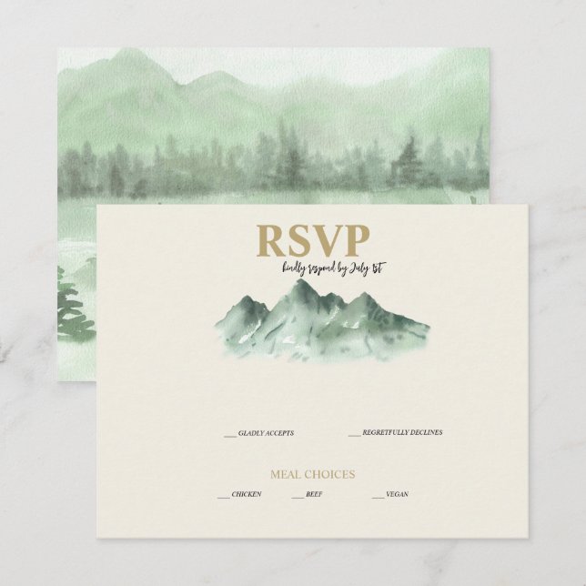 RSVP pour les montagnes de mariage (Devant / Derrière)