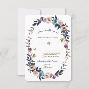 RSVP pour mariage   Dusty Blue Misty Rose Wreath