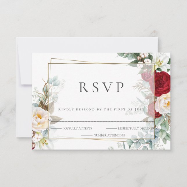 RSVP pour mariage | Floral de Bourgogne et de pivo (Devant)