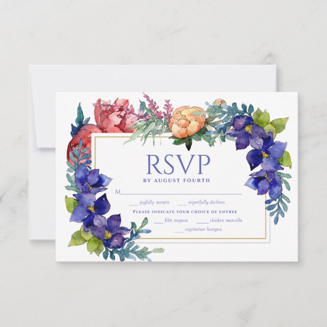RSVP pour mariage | Happiness Watercolor Floral (Devant)