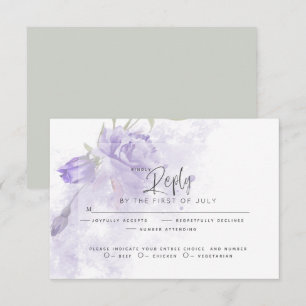 RSVP pour mariage   Rustic Painterly Purple Floral