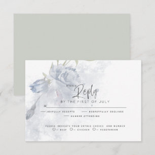 RSVP pour mariage Rustique aquarelle Dusty Blue