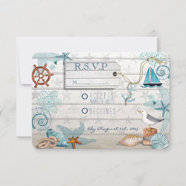 RSVP pour un mariage sur la plage nautique (Devant)