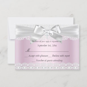 Rsvp Pretty Pink Lace Cross Baptême 3x5