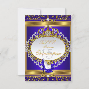 RSVP Prinzessin Quinceanera Elite Royal Blau Schuh Karte