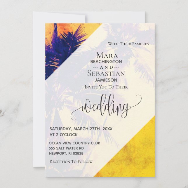 *~* RSVP QR AP13 Exotic PHOTO Palms Invitation (Devant)