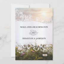 *~* RSVP QR AR31 Faire-part de mariage Fleurs Mist
