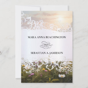 *~* RSVP QR AR31 Faire-part de mariage Fleurs Mist