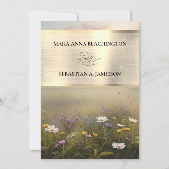 *~* RSVP QR AR31 Faire-part de mariage Fleurs Mist (Devant)