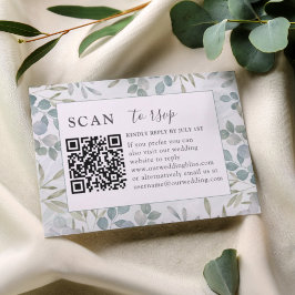 RSVP QR Code Eucalyptus Greenery Wedding Karte