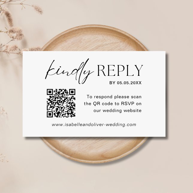 RSVP QR Code für Hochzeiten Minimalistisch Begleitkarte (minimalist rsvp)