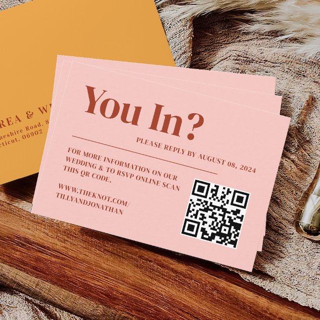 RSVP Qr-Code für Rot und Rosa Hochzeit Begleitkarte (Von Creator hochgeladen)
