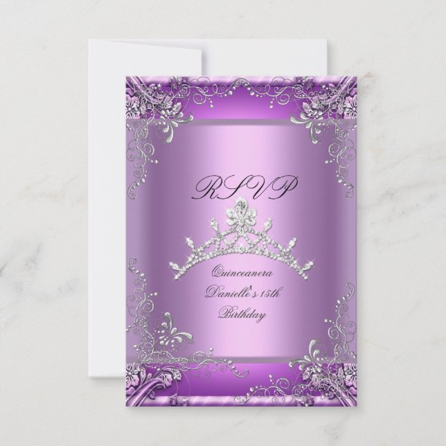 RSVP Quinceanera 15e anniversaire fête violet (Devant)