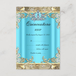 RSVP Quinceañera Bleu Aqua Turquoise Or 15e Annive