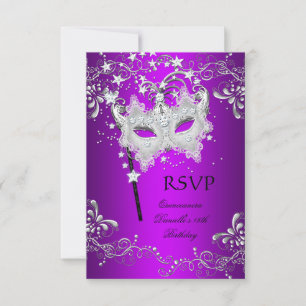 RSVP Quinceanera violet 15e anniversaire Masquerad