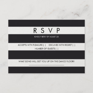 RSVP rayures noir blanc mariage papier à lettres