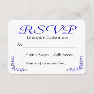 RSVP-Reaktion auf Kobalt Blue & White Floral Weddi RSVP Karte