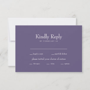 RSVP-Reaktion für die Hochzeit von weißem Text in  RSVP Karte