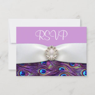 RSVP-Reaktionskarten für lila Pfauenhochzeiten RSVP Karte