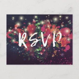 RSVP-Reply für die Hochzeit von Blumenstring-Light Einladungspostkarte