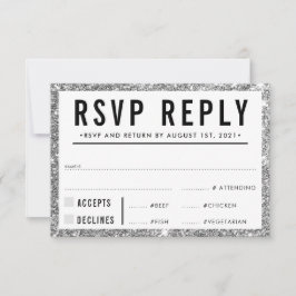RSVP REPLY RESPONSE simple modern silver glitter