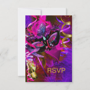 RSVP Répondre Masquerade Masques Champagne