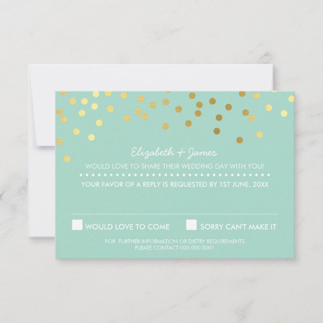 RSVP RÉPONDRE Mignonne en feuille d'or confetti pa (Devant)