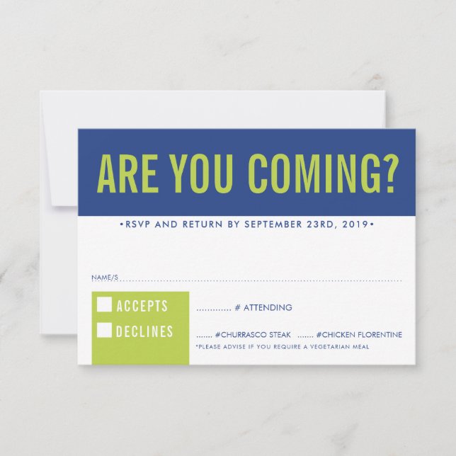 RSVP RÉPONSE fun bold block royal blue lime (Devant)