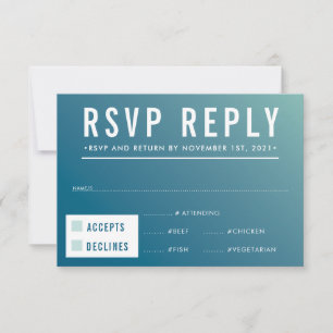 RSVP RÉPONSE RÉPONSE moderne dégradé de bleu menth