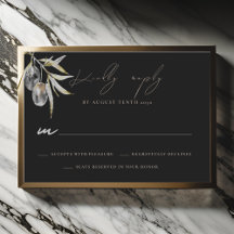 RSVP Response Card für die Hochzeitsfeier mit Oliv