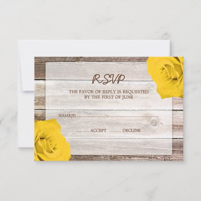RSVP Response Card Gelbes Rosenholz (Vorderseite)