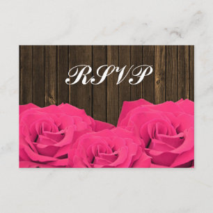 RSVP Response Card Roses Stall Wood Wedding Karte