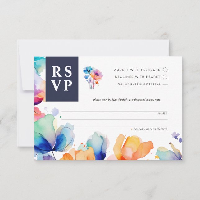 RSVP Response-Karte für helle Wasserfarben Karte (Vorderseite)