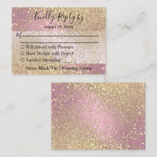 RSVP - Rosa und Gold glitzert Begleitkarte
