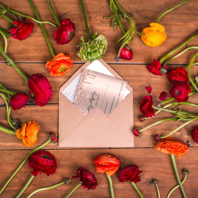 RSVP Rose Drips Glitter Bridal Shower Wedding (Von Creator hochgeladen)