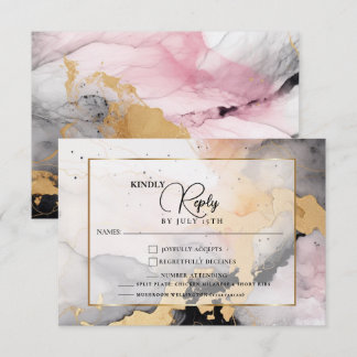 RSVP Rose en ébène et marbre Abstrait en or