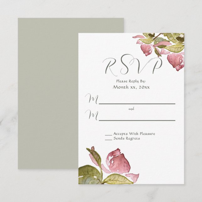 RSVP-Rose für Hochzeiten weich rosa RSVP Karte (Vorne/Hinten)