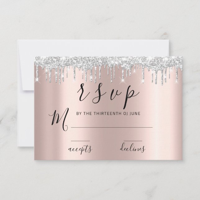 RSVP Rose noire et blanche Argent Gouttes de gris (Devant)