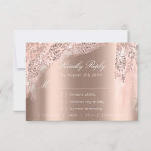 RSVP Rose Weddin Glitter Brautparty Schwarzes Klei Karte