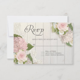 RSVP Roses Pink Hydrangea dentelle en bois Floral