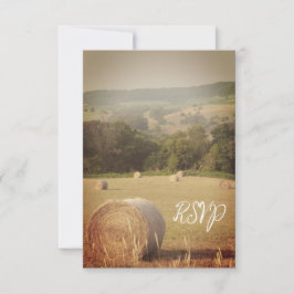 RSVP Round Hay Bales Farm Wedding Karte