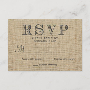 RSVP Rustic Country Burlap Mariage Cartes de répon
