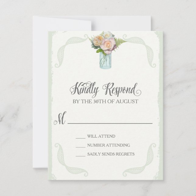 RSVP Rustic Mason Jar Typographie de script Rose (Devant)