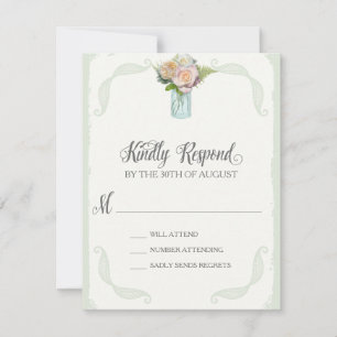 RSVP Rustic Mason Jar Typographie de script Rose