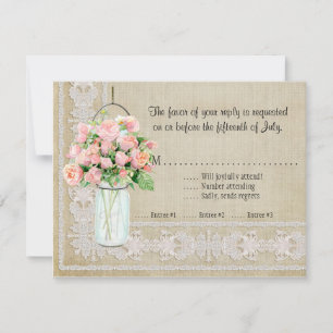 RSVP Rustique Pays Mason Jar Blush Roses Rose