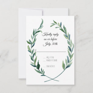 RSVP Sage Green Laurel Wreath Olive Leaf Zweigstel Karte